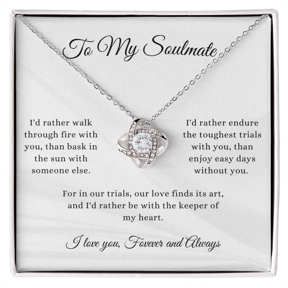 To My Soulmate-Keeper of My Heart-Love Knot Necklace