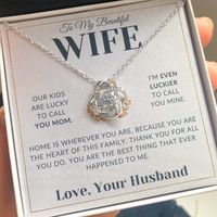 Load image into Gallery viewer, Gift For Wife - Kids Are Lucky To Call You Mom - Infinity Knot Necklace
