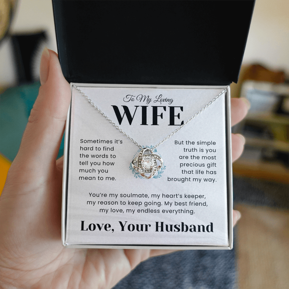 Gift For Wife - Hearts Keeper (White) -Infinity Knot Necklace