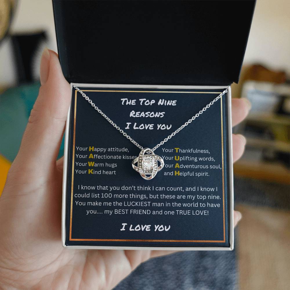 Top Nine Reasons I Love You-Loveknot Necklace