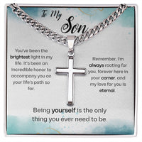 Load image into Gallery viewer, For My Son - Being Yourself - Artisian Cross on Cuban Link Chain
