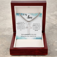 Load image into Gallery viewer, For My Son - Being Yourself - Artisian Cross on Cuban Link Chain
