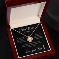 Load image into Gallery viewer, To My Mom - Like and Angel - Love Knot Necklace (Yellow &amp; White Gold Variants) - Bard Jewelry
