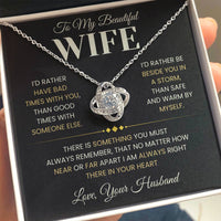 Load image into Gallery viewer, Gift For Wife "No Matter How Near or Far" Infinity Knot Necklace - Bard Jewelry
