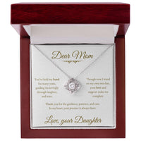 Load image into Gallery viewer, For My Mom - You Held My Hand - Love Knot Necklace (Yellow &amp; White Gold Variants) - Bard Jewelry
