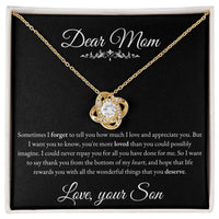 Load image into Gallery viewer, To My Mom - Thank you from the Bottom of my Heart - Love Knot Necklace (Yellow &amp; White Gold Variants) - Bard Jewelry
