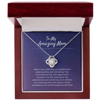 Load image into Gallery viewer, To My Mom - Since I was a little boy - Love Knot Necklace (Yellow &amp; White Gold Variants) - Bard Jewelry
