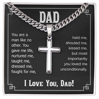 Load image into Gallery viewer, For My Dad - Man Like No Other - Artisan Cross Necklace on Cuban Chain - Bard Jewelry
