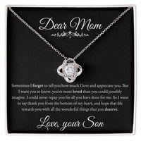 Load image into Gallery viewer, To My Mom - Thank you from the Bottom of my Heart - Love Knot Necklace (Yellow &amp; White Gold Variants) - Bard Jewelry
