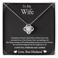 Load image into Gallery viewer, For My Wife - Hard to Find Words - Love Knot Necklace (Yellow &amp; White Gold Variants) - Bard Jewelry
