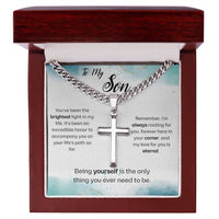 Load image into Gallery viewer, For My Son - Being Yourself - Artisian Cross on Cuban Link Chain - Bard Jewelry
