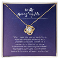 Load image into Gallery viewer, To My Mom - Since I was a little boy - Love Knot Necklace (Yellow &amp; White Gold Variants) - Bard Jewelry
