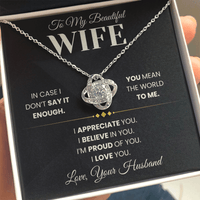 Load image into Gallery viewer, Gift For Wife " You Mean The World To Me" Infinity Knot Necklace - Bard Jewelry
