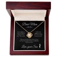 Load image into Gallery viewer, To My Mom - Like and Angel - Love Knot Necklace (Yellow &amp; White Gold Variants) - Bard Jewelry
