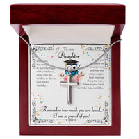 Load image into Gallery viewer, For My Daughter - Wisdom to Choose Your Battles - Stainless Cross Necklace - Bard Jewelry
