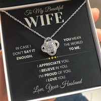 Load image into Gallery viewer, Gift For Wife "You Mean The World To Me" Infinity Knot Necklace - Bard Jewelry
