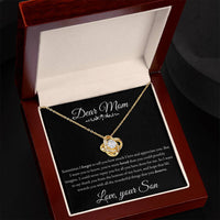 Load image into Gallery viewer, To My Mom - Thank you from the Bottom of my Heart - Love Knot Necklace (Yellow &amp; White Gold Variants) - Bard Jewelry

