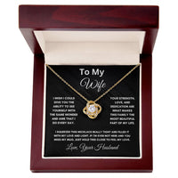 Load image into Gallery viewer, To My Wife - I Miss Your Mug - Love Knot Necklace (Yellow &amp; White Gold Variants) - Bard Jewelry
