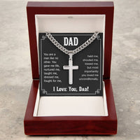 Load image into Gallery viewer, For My Dad - Man Like No Other - Artisan Cross Necklace on Cuban Chain - Bard Jewelry
