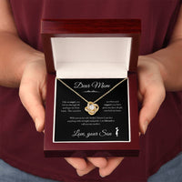 Load image into Gallery viewer, To My Mom - Like and Angel - Love Knot Necklace (Yellow &amp; White Gold Variants) - Bard Jewelry
