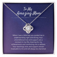 Load image into Gallery viewer, To My Mom - Since I was a little boy - Love Knot Necklace (Yellow &amp; White Gold Variants) - Bard Jewelry
