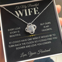 Load image into Gallery viewer, Gift For Wife "Love You Longer" Infinity Knot Necklace - Bard Jewelry
