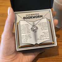 Load image into Gallery viewer, Gift For Your Wife - Beautiful Bookworm - Infinity Knot Necklace - Bard Jewelry
