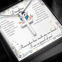 Load image into Gallery viewer, For My Daughter - Wisdom to Choose Your Battles - Stainless Cross Necklace - Bard Jewelry
