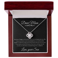 Load image into Gallery viewer, To My Mom - Thank you from the Bottom of my Heart - Love Knot Necklace (Yellow &amp; White Gold Variants) - Bard Jewelry
