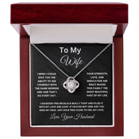 Load image into Gallery viewer, To My Wife - I Miss Your Mug - Love Knot Necklace (Yellow &amp; White Gold Variants) - Bard Jewelry
