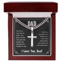 Load image into Gallery viewer, For My Dad - Man Like No Other - Artisan Cross Necklace on Cuban Chain - Bard Jewelry
