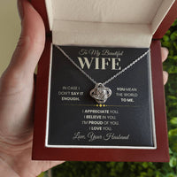 Load image into Gallery viewer, Gift For Wife "You Mean The World To Me" Infinity Knot Necklace - Bard Jewelry
