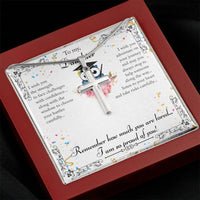 Load image into Gallery viewer, For My Daughter - Wisdom to Choose Your Battles - Stainless Cross Necklace - Bard Jewelry
