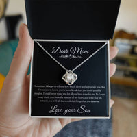 Load image into Gallery viewer, To My Mom - Thank you from the Bottom of my Heart - Love Knot Necklace (Yellow &amp; White Gold Variants) - Bard Jewelry
