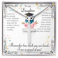 Load image into Gallery viewer, For My Daughter - Wisdom to Choose Your Battles - Stainless Cross Necklace - Bard Jewelry
