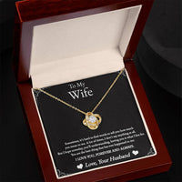 Load image into Gallery viewer, For My Wife - Hard to Find Words - Love Knot Necklace (Yellow &amp; White Gold Variants) - Bard Jewelry

