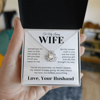 Load image into Gallery viewer, Gift For Wife - Hearts Keeper (White) - Infinity Knot Necklace - Bard Jewelry

