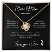 Load image into Gallery viewer, To My Mom - Like and Angel - Love Knot Necklace (Yellow &amp; White Gold Variants) - Bard Jewelry
