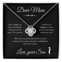 Load image into Gallery viewer, To My Mom - Like and Angel - Love Knot Necklace (Yellow &amp; White Gold Variants) - Bard Jewelry
