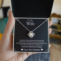 Load image into Gallery viewer, For My Wife - Hard to Find Words - Love Knot Necklace (Yellow &amp; White Gold Variants) - Bard Jewelry
