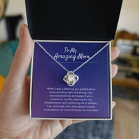 Load image into Gallery viewer, To My Mom - Since I was a little boy - Love Knot Necklace (Yellow &amp; White Gold Variants) - Bard Jewelry
