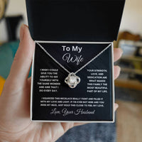 Load image into Gallery viewer, To My Wife - I Miss Your Mug - Love Knot Necklace (Yellow &amp; White Gold Variants) - Bard Jewelry
