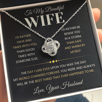 Load image into Gallery viewer, Gift For Wife "Day I Laid Eyes On You" Infinity Knot Necklace - Bard Jewelry
