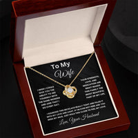 Load image into Gallery viewer, To My Wife - I Miss Your Mug - Love Knot Necklace (Yellow &amp; White Gold Variants) - Bard Jewelry

