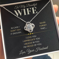 Load image into Gallery viewer, Gift For Wife "Never Forget.... " Infinity Knot Necklace - Bard Jewelry
