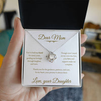Load image into Gallery viewer, For My Mom - You Held My Hand - Love Knot Necklace (Yellow &amp; White Gold Variants) - Bard Jewelry
