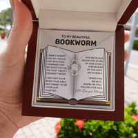 Load image into Gallery viewer, Gift For Wife - My Beautiful Bookworm - Infinity Knot Necklace - Bard Jewelry
